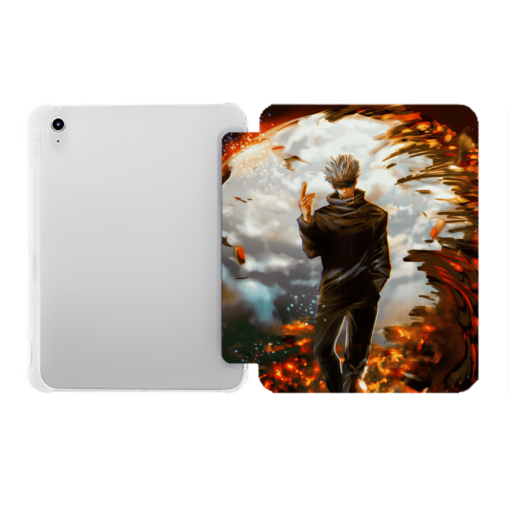 （画像用） 呪術廻戦 Jujutsu Kaisen IPad ケース ペン収納付き 三つ折りスタンド PUレザー×シリコン 対応機種9.5/10.5/10.9インチ